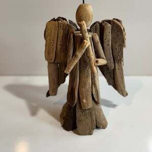 Driftwood Angel Sculpture Figure Wood Rustic Folk Art Cottage Lodge Primative